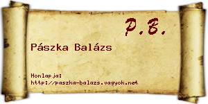 Pászka Balázs névjegykártya